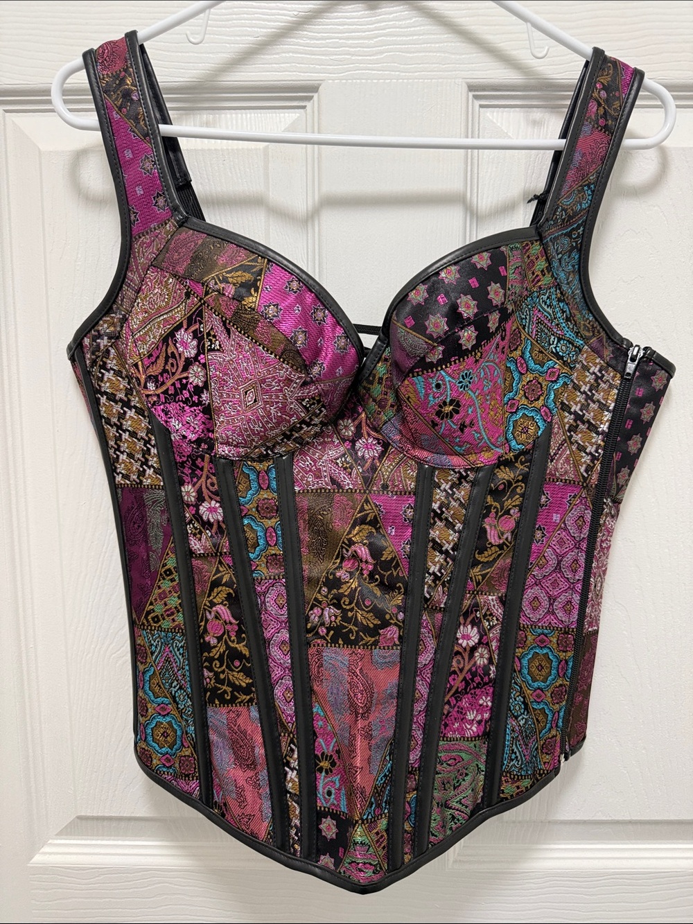 Patchwork Printed Bustier Corset